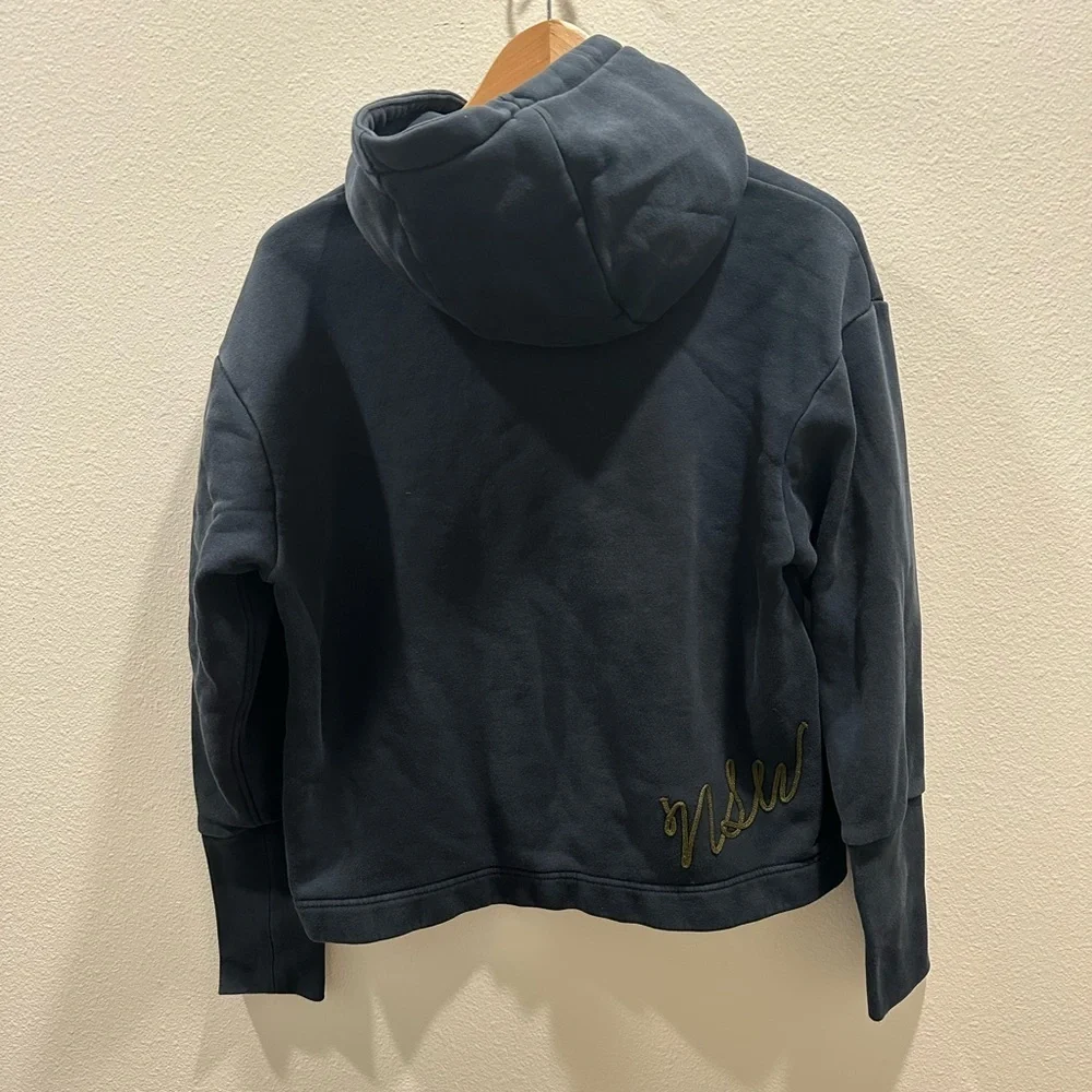 Nike Sportswear Club NSW Black olive green Sweatshirt cursive hoodie small